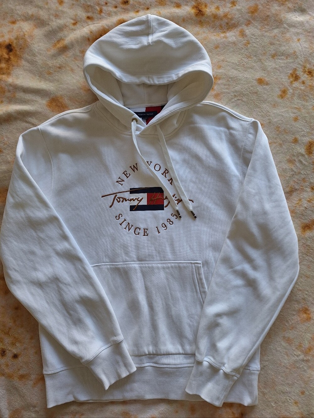 Tommy Hilfiger New York Since 1985 Hoodie Mens Size L White Embroidered Logo